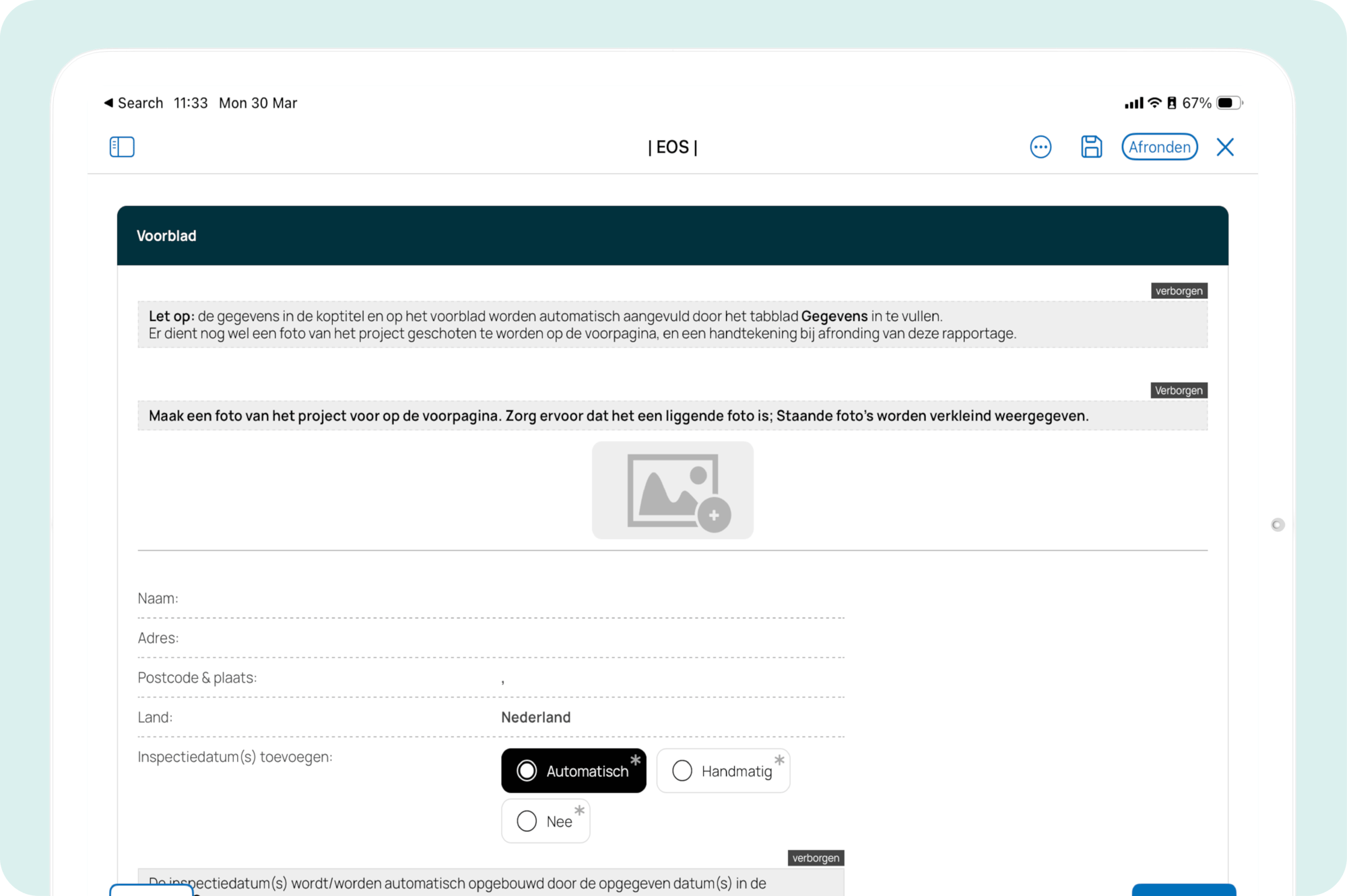 EOS-Mockup Tablet-Inspectierapport