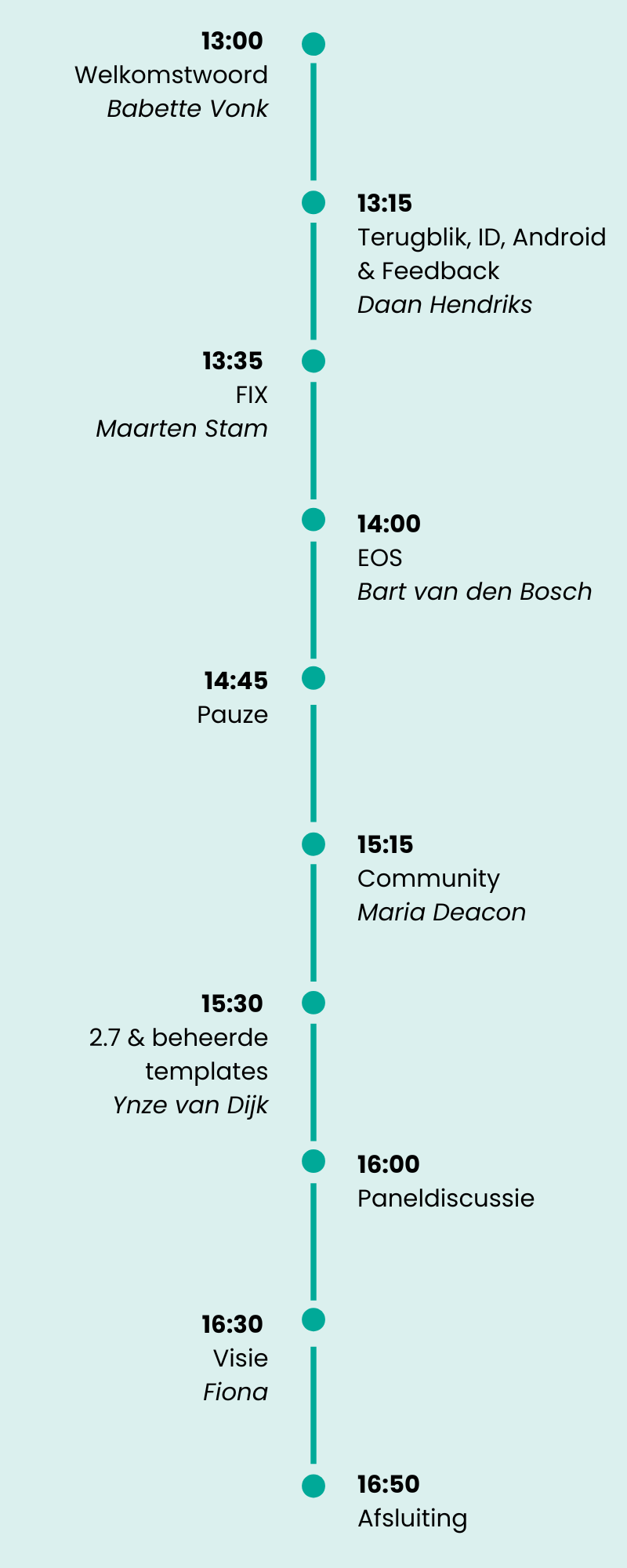 Tijdlijn kennismiddag 2026